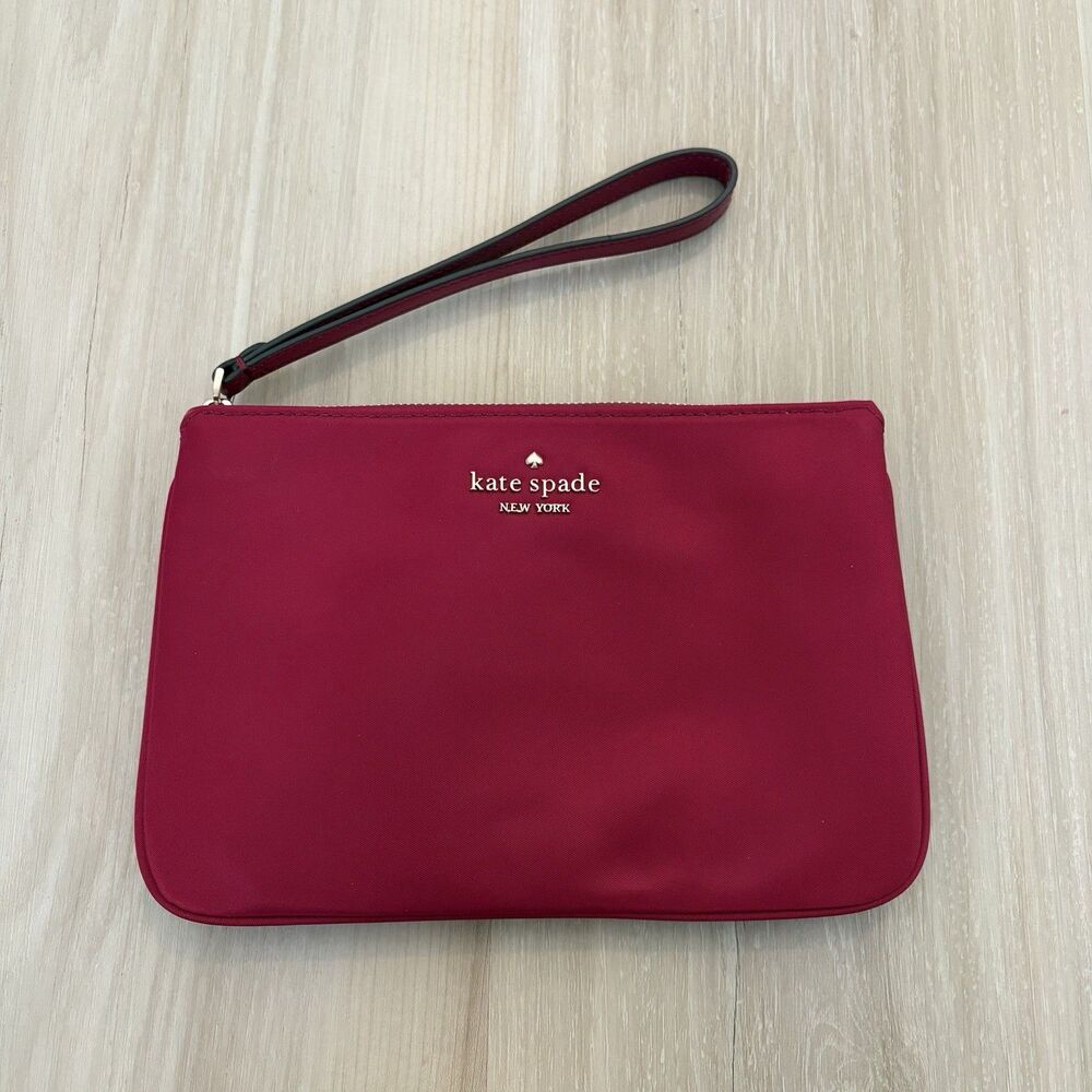 Kate Spade Chelsea The little Better Nylon Medium Wristlet Pouch Cranberry Red